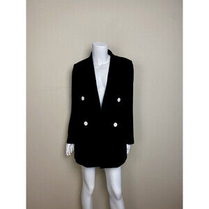 Mo & Co Women's Double Breast Blazer With Slogan On Inner In Black Size M $350